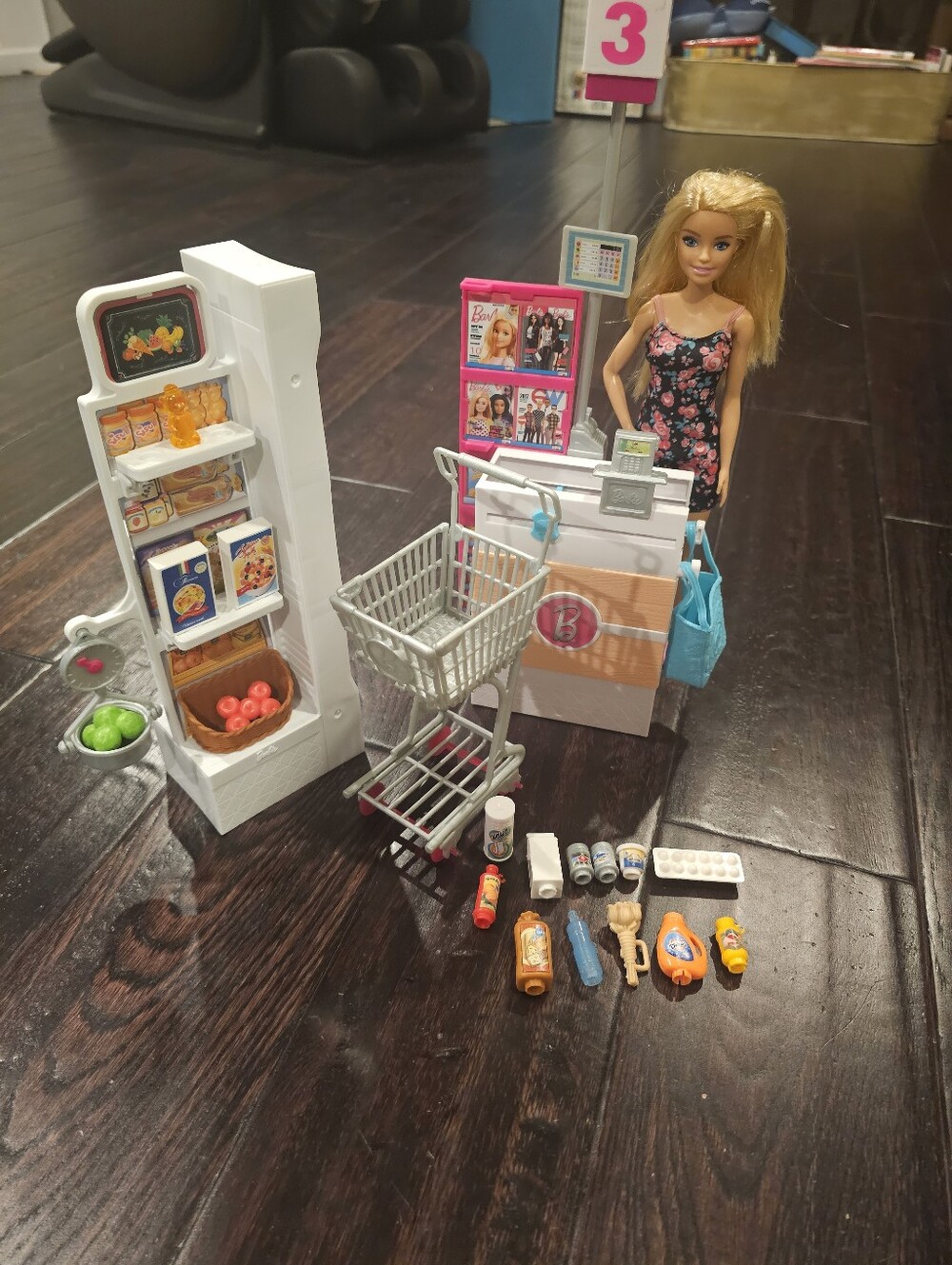 Lot Of 2 Barbie Sets / Grocery Checkout Playset And Dental Set